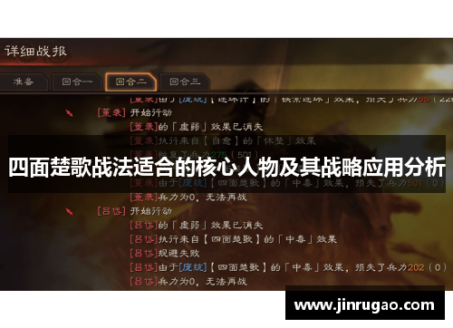 四面楚歌战法适合的核心人物及其战略应用分析